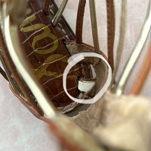 Sam Edelman Kamille Gladiator Strappy Gold and Tan Sandals Sz 8 Women's - Picture 10 of 12